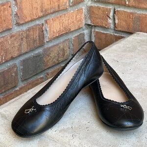 Dior Girls Black Leather Ballet Flats